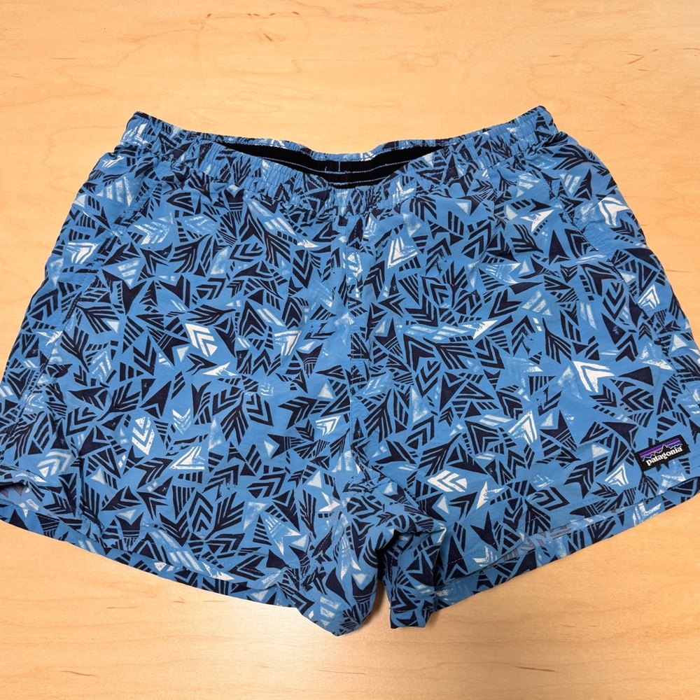 Patagonia Light Blue Geometric Baggies